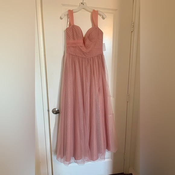 Off The Shoulder Glitter Tulle Ball Gown Prom Dress NWT Removable Straps!! Slit - Picture 3 of 6